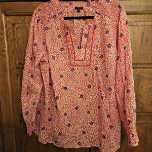 Talbot red, white, and blue shirt.